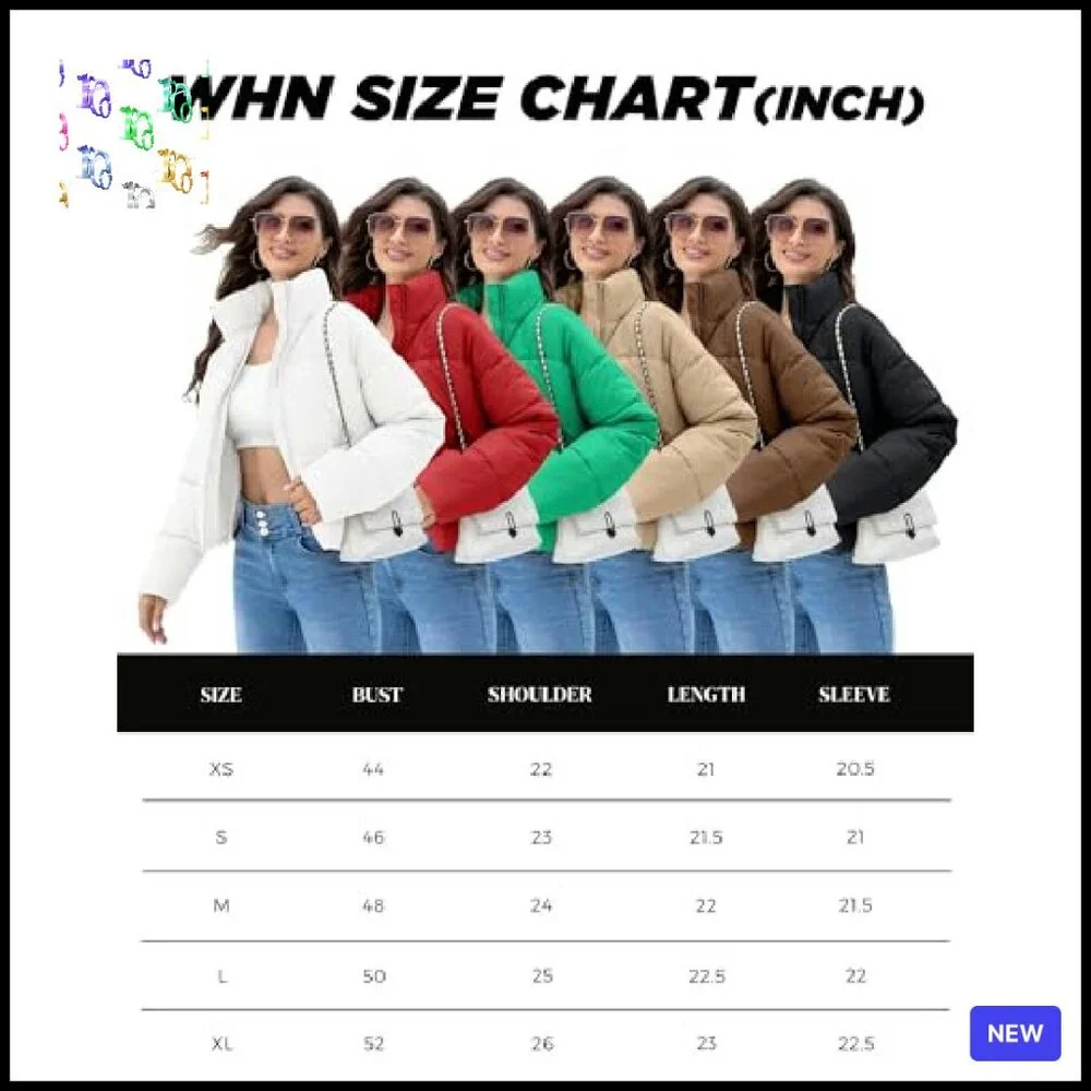 Cropped Quilted Puffer Jacket Winter Outerwear Full Zipper Padded Slim Fit Chic - Picture 7 of 8